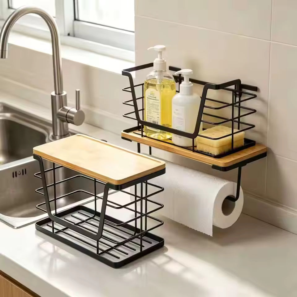 Waste Bag Holder with Hooks for Home Organization Kitchen Storage Basket - Multi-Purpose Fruit & Spice Organizer Rack,