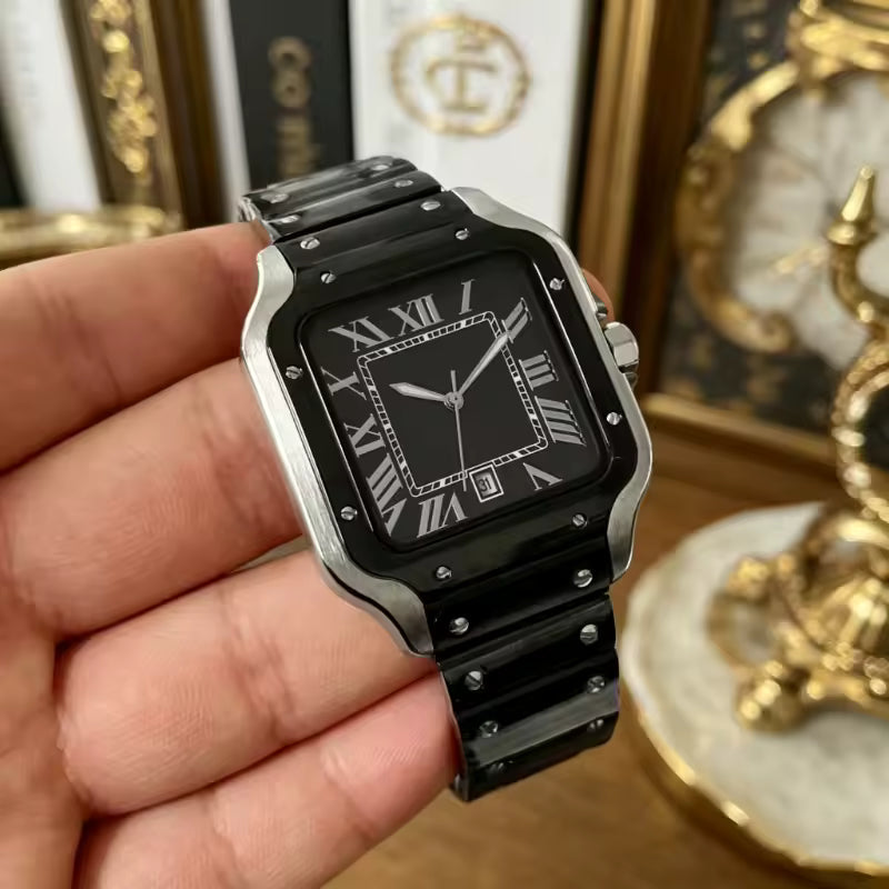 New Luxury Men's Quartz Watch Classic Retro Style Women's Watch Roman Numerals Date Display Stainless Steel Japanese Movement